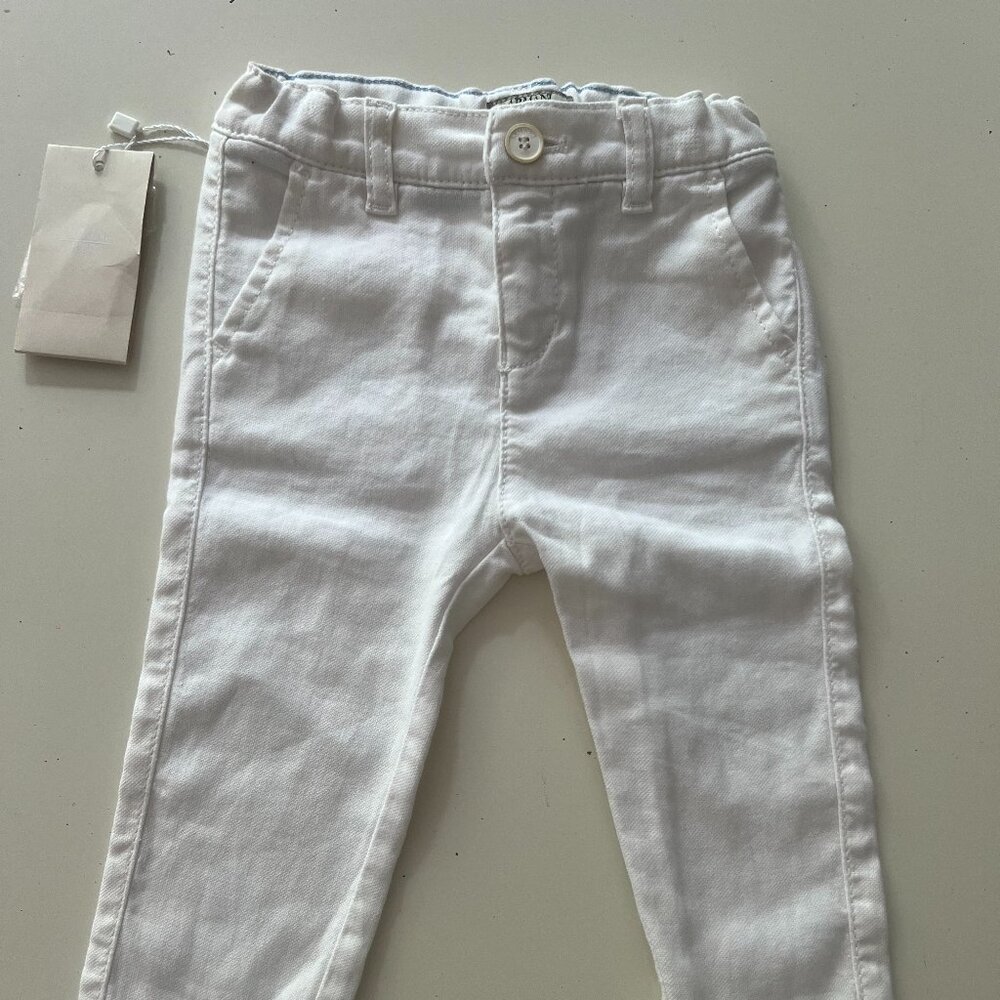 ARMANI BABY White Adjustable Pants 9M (includes certificate of authenticity)